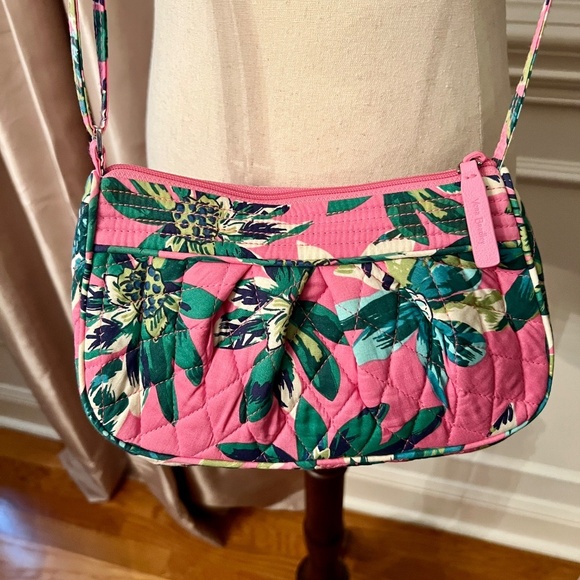 NWOT Vera Bradley Tropical Pink Paradise Makeup Travel & Crossbody Bag Set - Picture 8 of 9